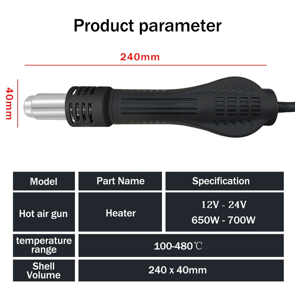 898D+ Replacement Rework Station Hot Air Gun Handle 12V - (AD38679)
