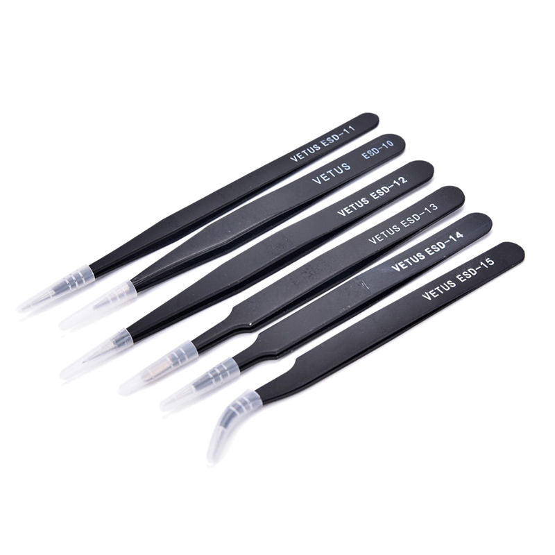 Precision Tweezer Stainless Steel Anti Static Kit [6 PCS] - (AD6356)
