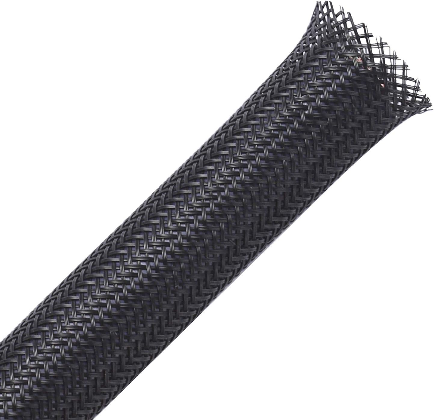 1 inch PET Expandable Braided Sleeving – Black (1 Meter) - (AD83322)
