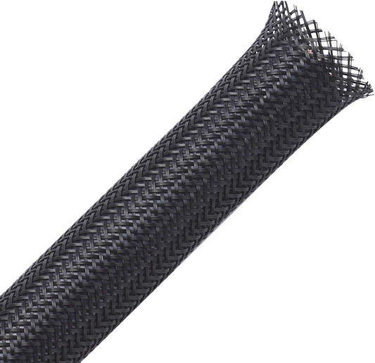 1 inch PET Expandable Braided Sleeving – Black (1 Meter) - (AD83322)
