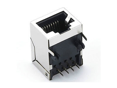RJ45 Modular Connector Red PCB Jack 8P - (AD26581)