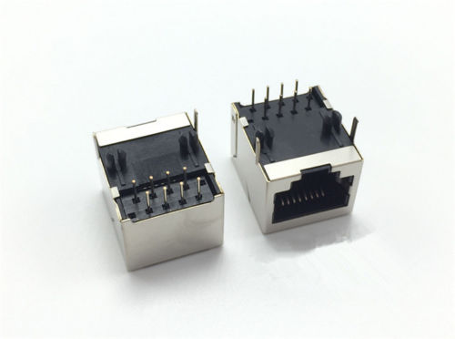 RJ45 Modular Connector Red PCB Jack 8P - (AD26581)