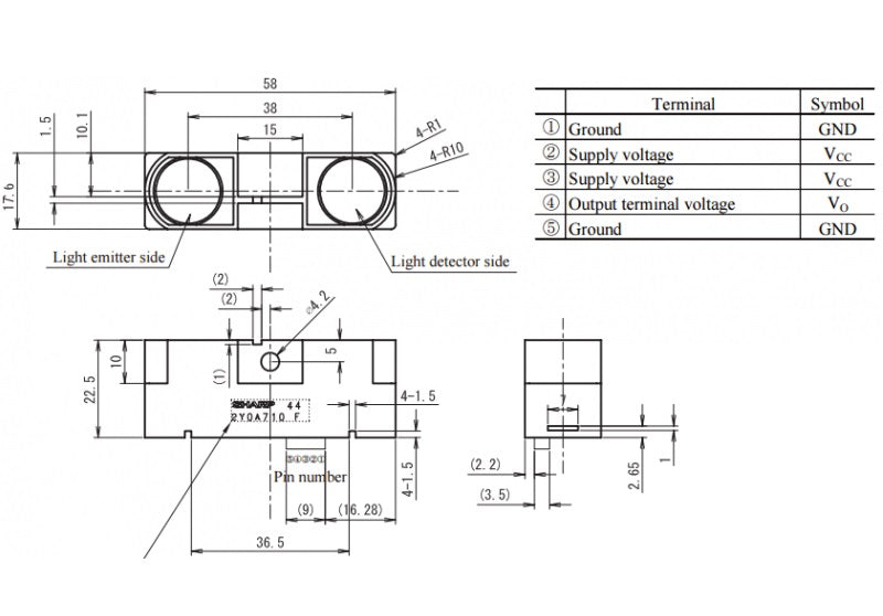 Sharp GP2Y0A710K0F IR Distance Range Sensor [100cm - 500cm] - (AD26564)