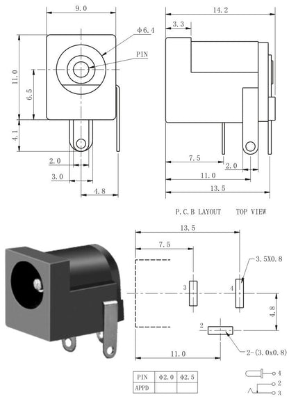 P-232 Miyako Jack Barrel 2.1mm PCB Mount - (AD3987)