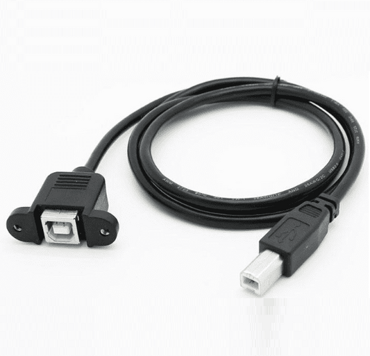 USB 2.0 B Female Socket Panel Mount to B Male Cable - (AD4146)